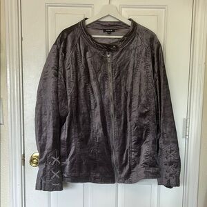 Torrid Gray Velvet Moto Jacket with Laced Sleeve & SideDesign